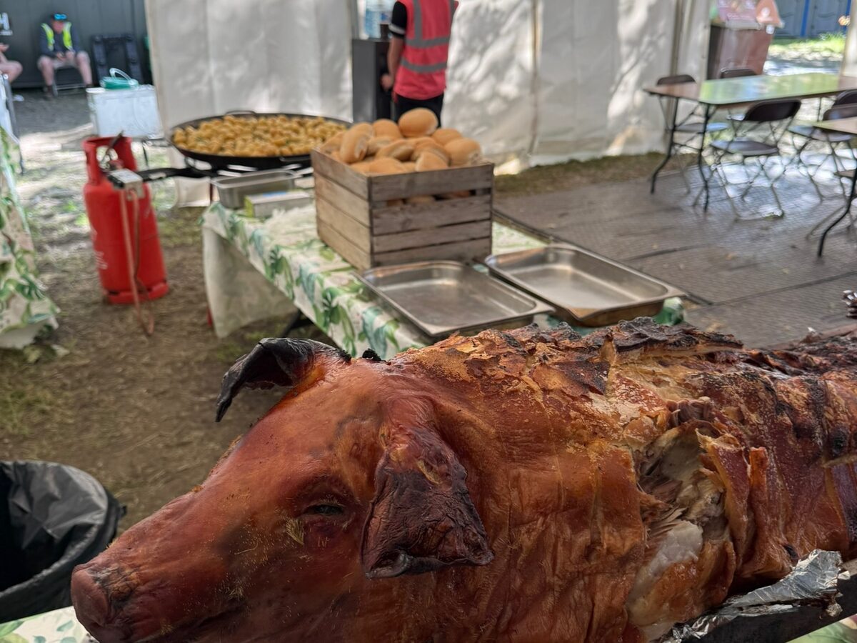 Hog roast in the crew marquee, Roundhay 2026