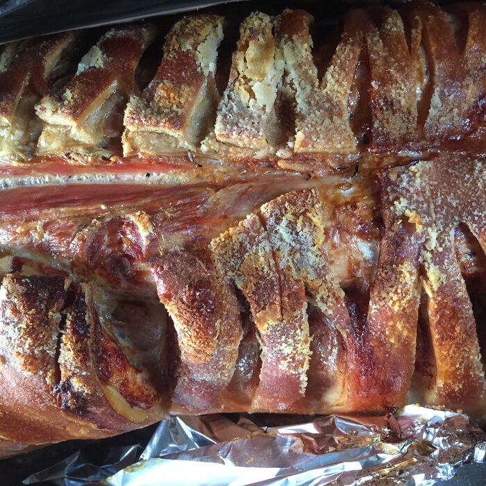 Hog roast crackling